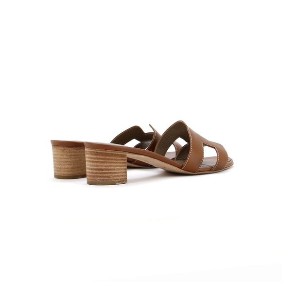 Hermes Women's Oasis Sandals Leather Brown - Picture 3 of 6
